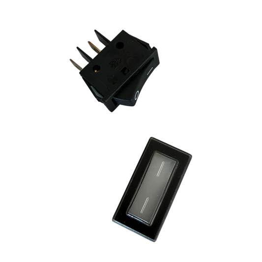 Interruttore pulsante unipolare accensione originale Zanon 5444021 per Karbonium Evo 33V, Olivar 33V e Murcielago 33V. Completo di protezione in gomma.