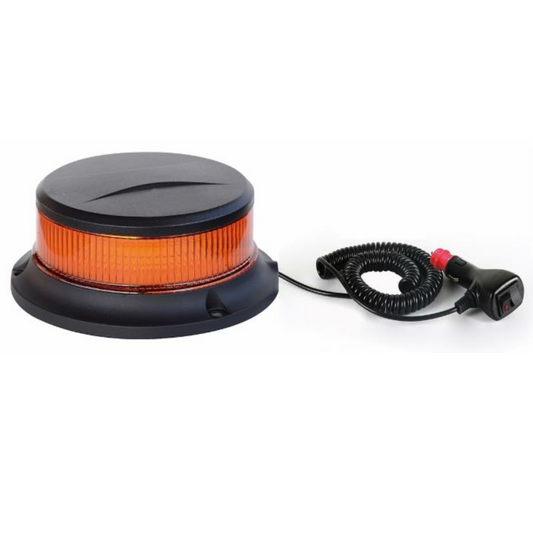 Lampeggiante LED 12–24V con base magnetica, 18 LED, 7 modalità, IP67. Certificato ECE R10 e R65. Resistente, potente e ideale per mezzi agricoli e industriali.