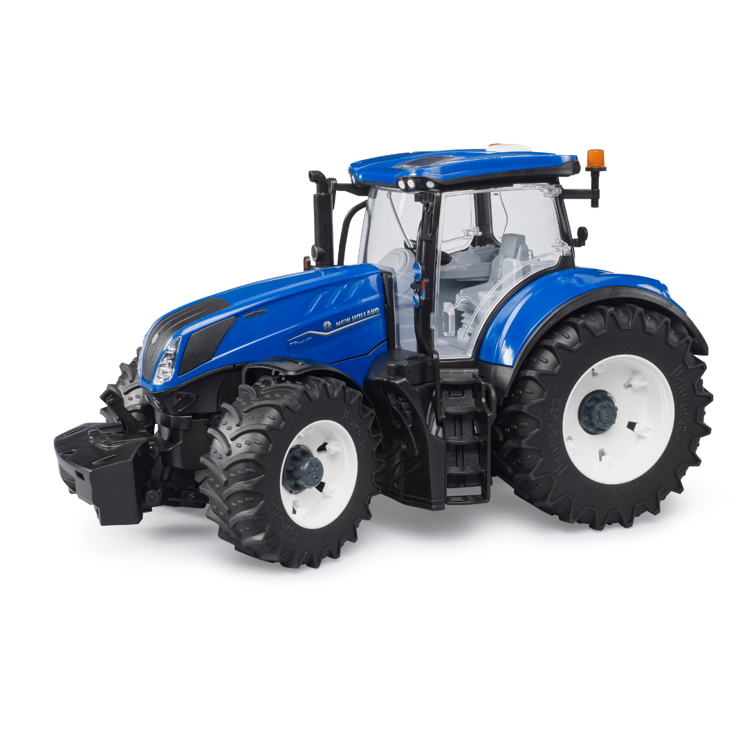Modellino Bruder New Holland T7.340 in scala 1:16. Realistico, resistente e compatibile con accessori. Ideale per collezionisti e bambini. Fiat Trattori.