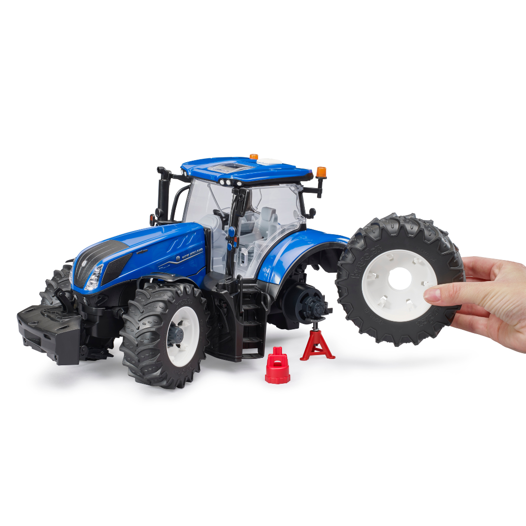 Modellino Bruder New Holland T7.340 in scala 1:16. Realistico, resistente e compatibile con accessori. Ideale per collezionisti e bambini. Fiat Trattori.
