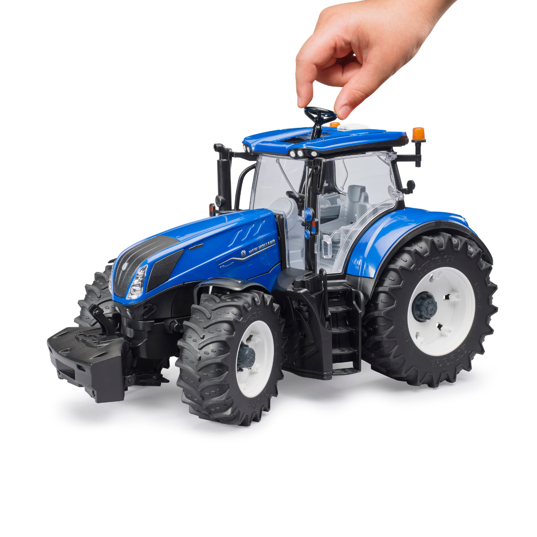 Modellino Bruder New Holland T7.340 in scala 1:16. Realistico, resistente e compatibile con accessori. Ideale per collezionisti e bambini. Fiat Trattori.
