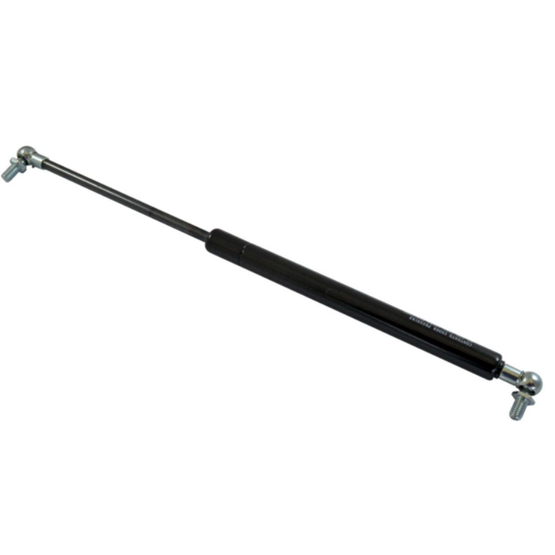 Molla a gas 100 N da 400 mm per sportelli laterali cabina Brieda. Pistoncino con sfere metalliche Ø10 mm M8x14, resistente e affidabile.