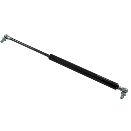 Molla a gas 100 N da 400 mm per sportelli laterali cabina Brieda. Pistoncino con sfere metalliche Ø10 mm M8x14, resistente e affidabile.