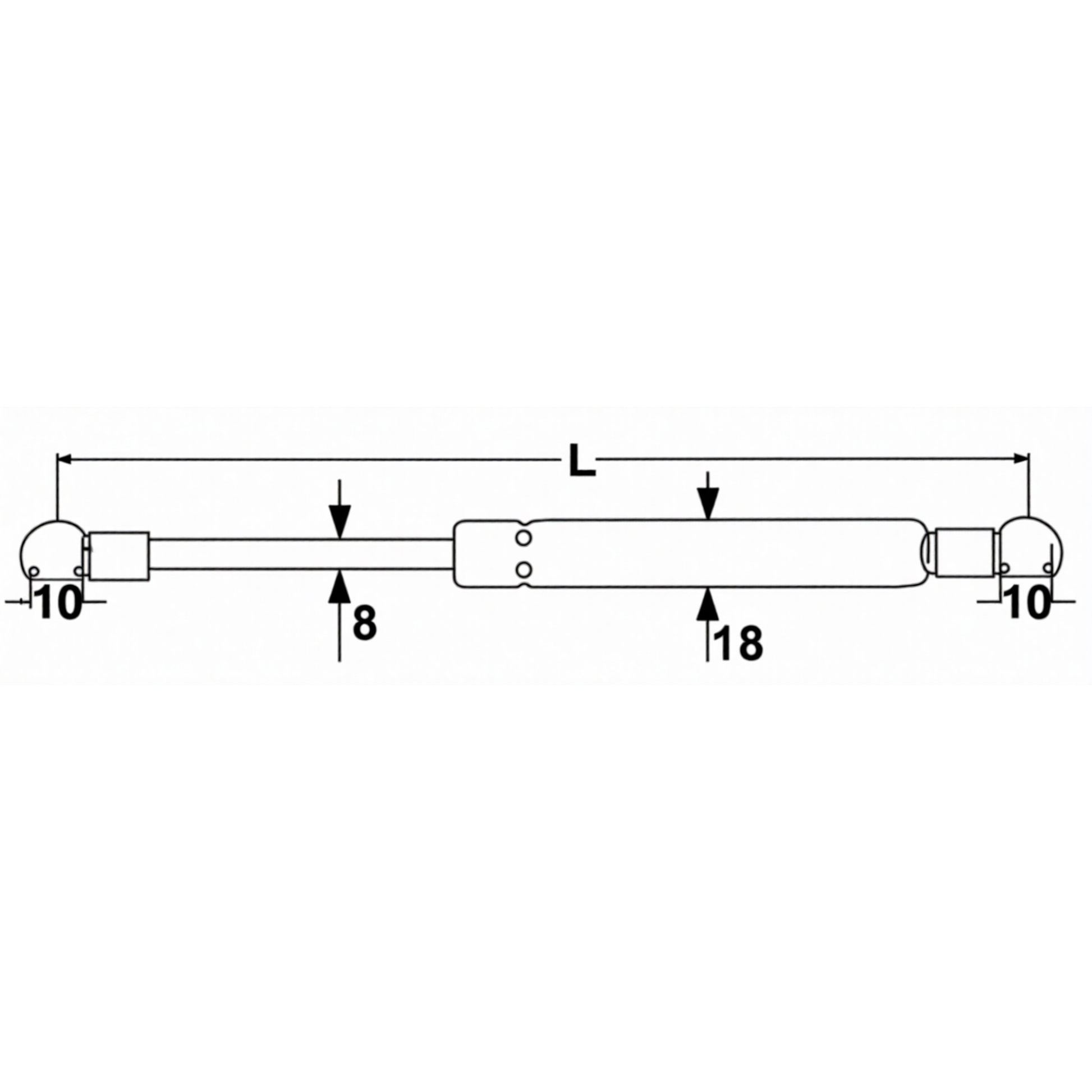 Molla a gas 150N da 585 mm per trattori Fiat, Ford e New Holland. Compatibile con Serie L, M, TL, TM e T5000. Ricambio affidabile per cabina.