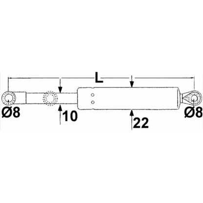 Molla a gas 100N per lunotto posteriore Fiat Serie F. Pistoncino da 640 mm compatibile con F100, F110, F115, F120, F130 e F140. Ricambio resistente.