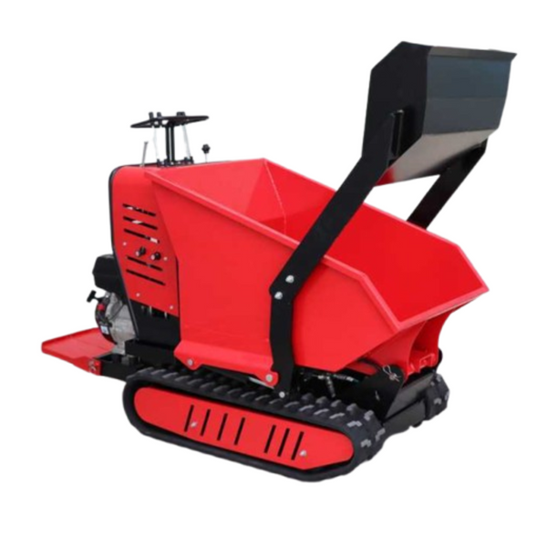 Scopri la motocarriola cingolata AMA TAG500TDH: 500 kg di portata, cassone ribaltabile idraulico, motore Loncin 9 HP e cingoli per ogni terreno. Massima efficienza senza sforzo! Con pala caricatrice integrata.