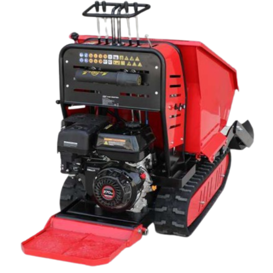 Scopri la motocarriola cingolata AMA TAG500TDH: 500 kg di portata, cassone ribaltabile idraulico, motore Loncin 9 HP e cingoli per ogni terreno. Massima efficienza senza sforzo! Con pala caricatrice integrata.