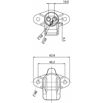 Spina a 3 poli 12-24V in plastica con cappuccio e 2 fori di fissaggio - per rotopresse