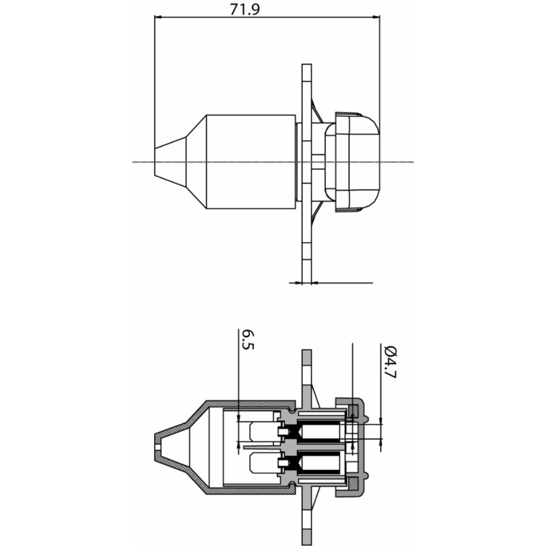 Spina a 3 poli 12-24V in plastica con cappuccio e 2 fori di fissaggio - per rotopresse