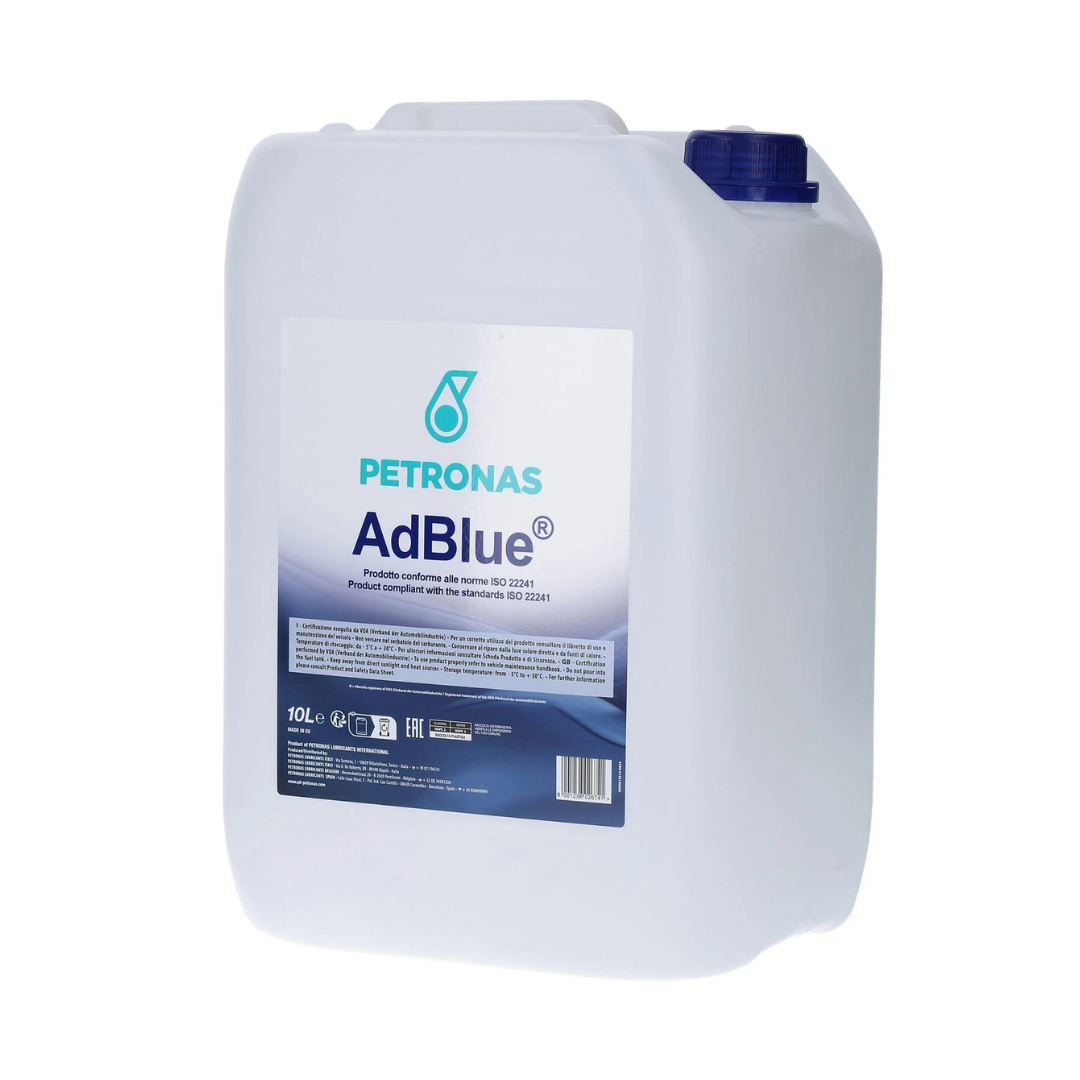 PETRONAS AdBlue® additivo diesel con tecnologia SCR, riduce le emissioni NOx nei motori Euro 4, 5, 6. Certificato ISO 22241. Pronto all’uso.