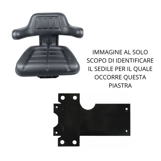 Piastra di adattamento forata per sedile SKY su trattori Fiat Nastro d’Oro 450-500-540-600-640. Montaggio stabile, rapido e compatibile.