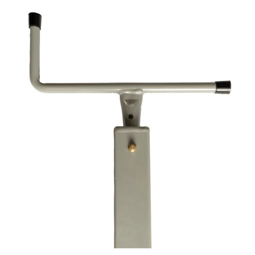 Piede d’appoggio con manovella superiore per rimorchi e carrelli, tubo 40x40 mm, altezza 532 mm, corsa vite 210 mm, portata max 200 kg."