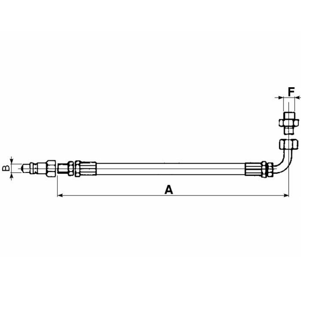 Kit tubi idraulici per terzi punti senza valvola di blocco1 tubo 3/8" 2SN F90 completa  nipples 3/8" più innesto rapido maschio valvola da 1/2" L.900 mm e 1 L.1400 mm