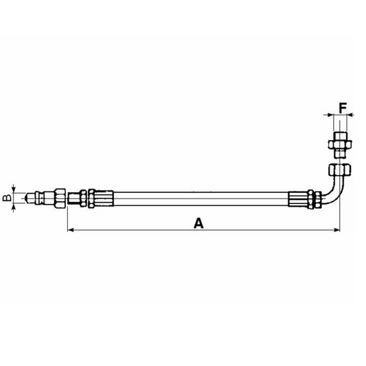 Kit tubi idraulici per terzi punti senza valvola di blocco1 tubo 3/8" 2SN F90 completa  nipples 3/8" più innesto rapido maschio valvola da 1/2" L.900 mm e 1 L.1400 mm