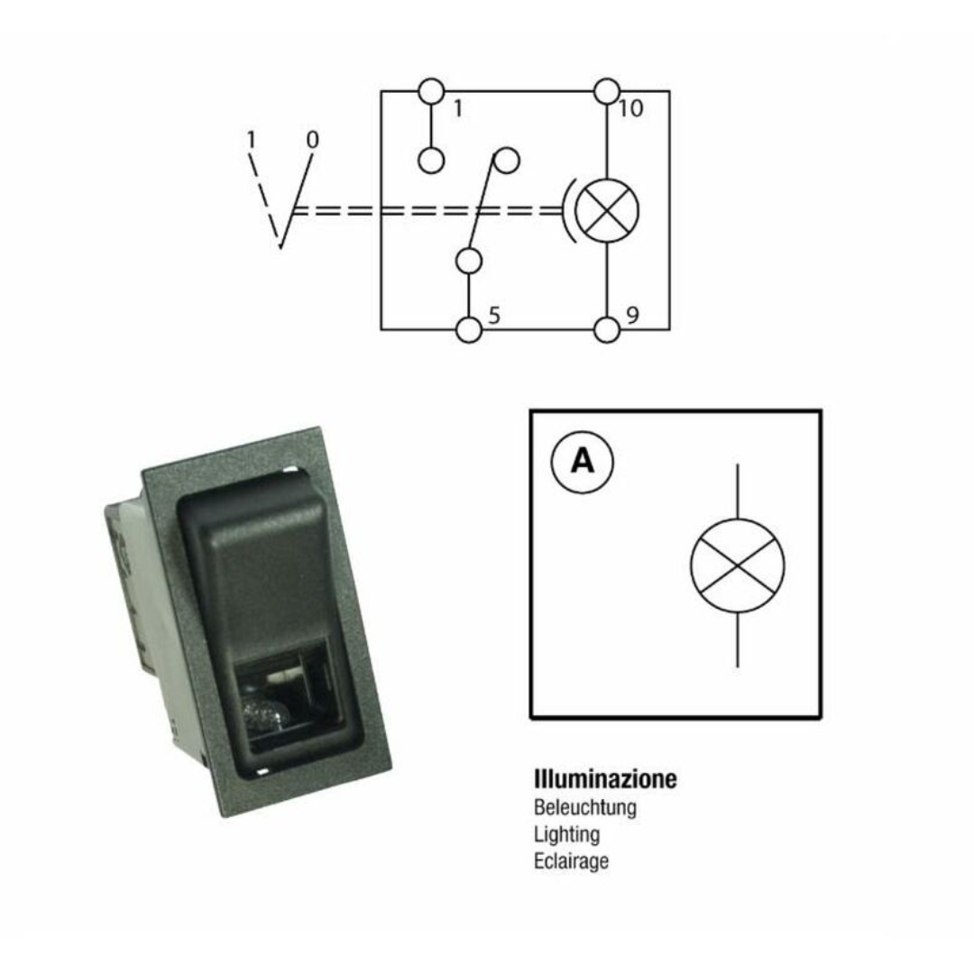 Interruttore basculante ON-OFF 12V luci/fari anabbaglianti