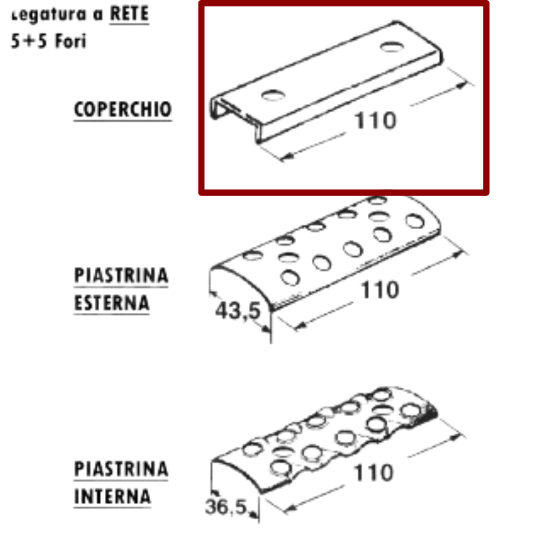 Coperchio riparo giunzione cinghia rotopressa legatore a rete 2 fori - MIN. 5 PEZZI