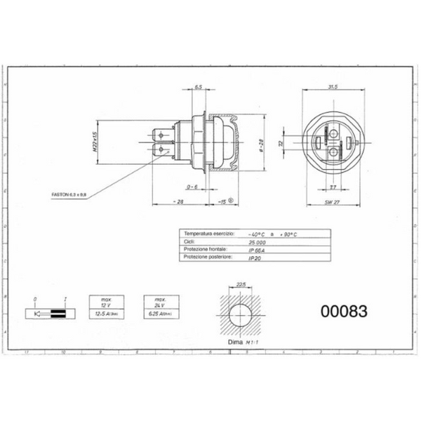 Interruttore avviamento 12/24 V trattori FIAT e SAME