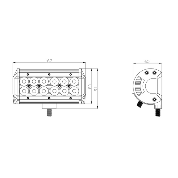 Barra a led (faro lavoro rettangolare)10-30V, 36W, 3240LM, 12 LED, Raggio ampio/largo