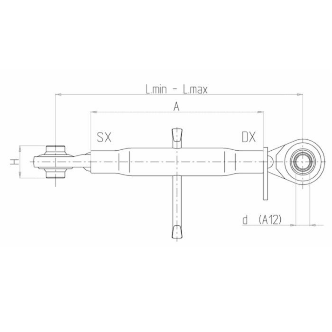 Terzo punto meccanico BASIC CAT. I M27X3 lunghezza 480-690MM