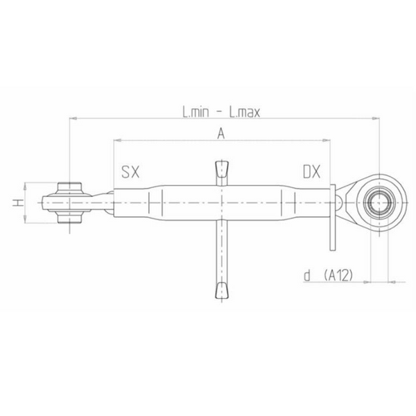 Terzo punto meccanico BASIC CAT. I M27X3 lunghezza 480-690MM