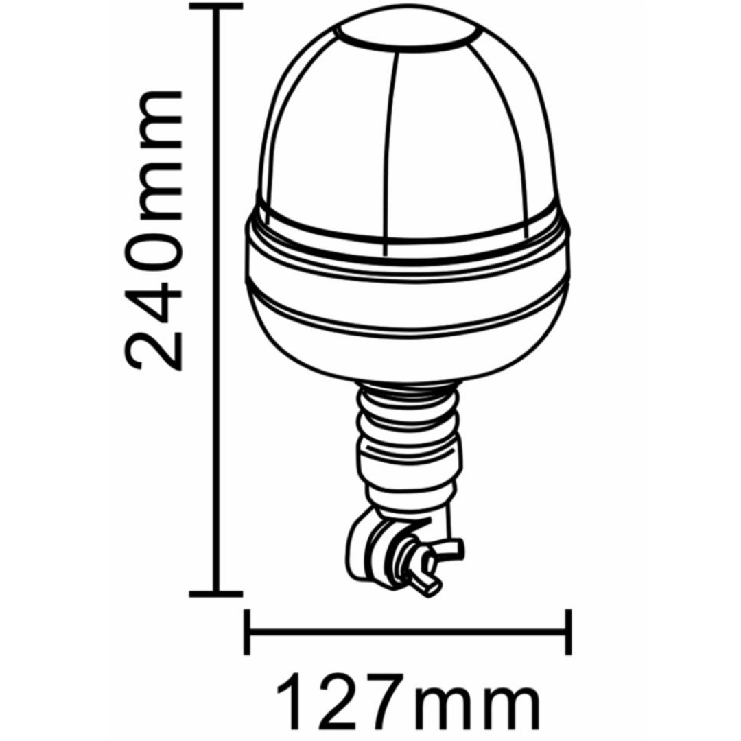 Girofaro/lampeggiante alogeno 12V base ad asta flessibile, 55W, IP66