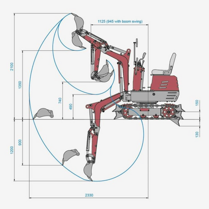 Mini Escavatore AMA EAG100T - 600 kg (6 quintali) rosso