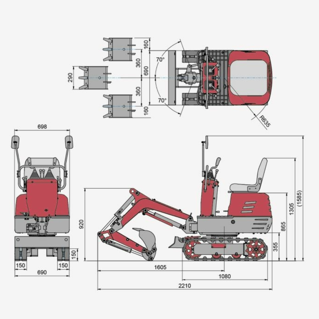 Mini Escavatore AMA Garden EAG100T - 600 kg