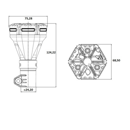 Lampeggiante/girofaro a LED 12V, base ad asta flessibile, 36 LED, IP67 - INDISTRUTTIBILE