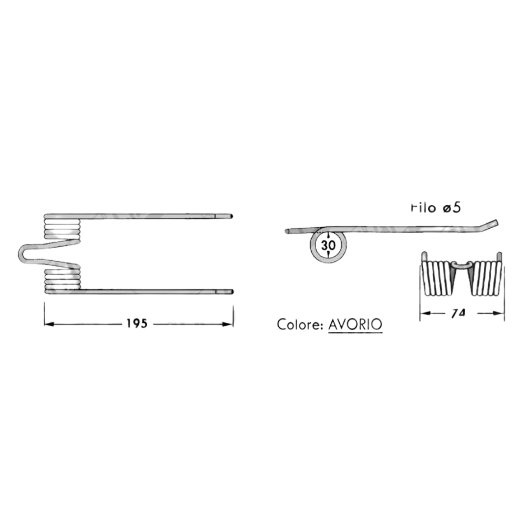 Dente/Molla per raccoglitore pressa/rotopressa SAIMM AGRIFULL - BEVILACQUA -T.M.A.  - MIN. 10 PEZZI