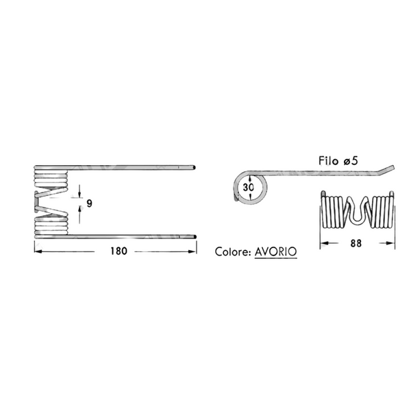 Dente/Molla per raccoglitore pressa/rotopressa CICORIA - MIN. 10 PEZZI