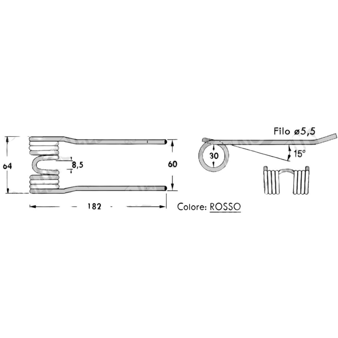 Dente/Molla per raccoglitore pressa/rotopressa FORT - LAVERDA- MORRA - WOLAGRI - MIN. 10 PEZZI