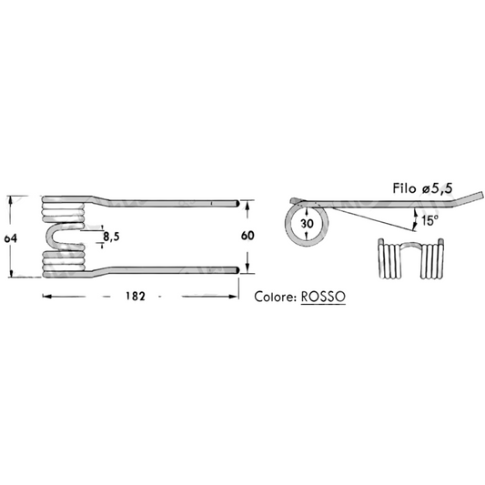 Dente/Molla per raccoglitore pressa/rotopressa FORT - LAVERDA- MORRA - WOLAGRI