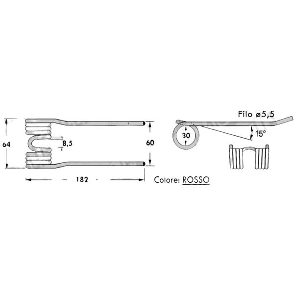 Dente/Molla per raccoglitore pressa/rotopressa FORT - LAVERDA- MORRA - WOLAGRI - MIN. 10 PEZZI