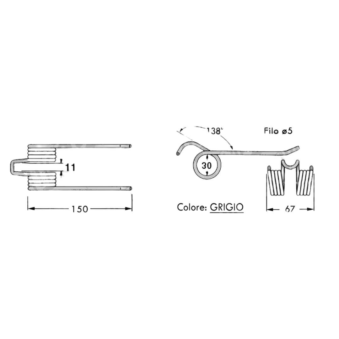 Dente/Molla per raccoglitore pressa/rotopressa GALLIGNANI  - MIN. 10 PEZZI