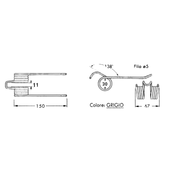 Dente/Molla per raccoglitore pressa/rotopressa GALLIGNANI  - MIN. 10 PEZZI