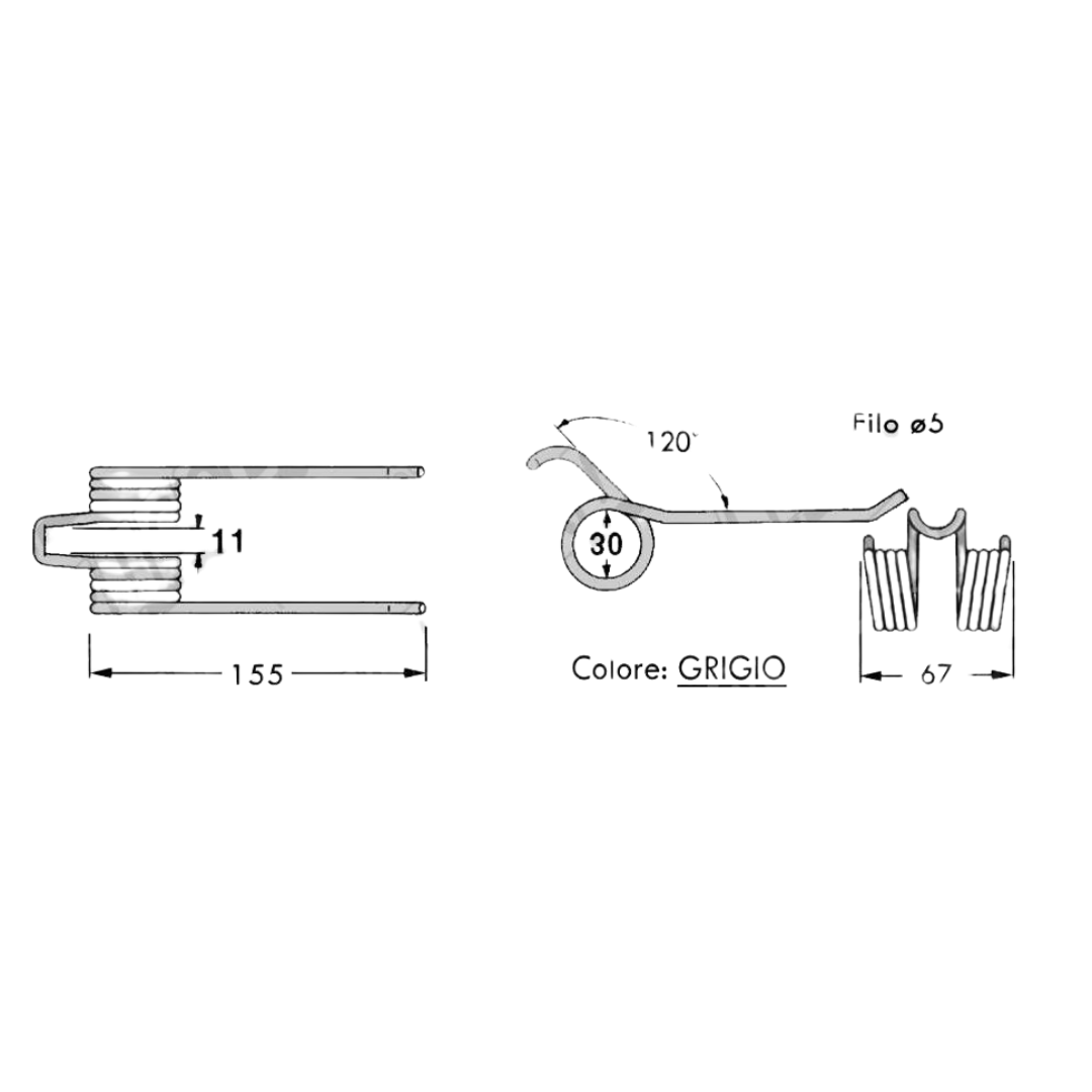 Dente/Molla per raccoglitore pressa/rotopressa GALLIGNANI - MIN. 10 PEZZI