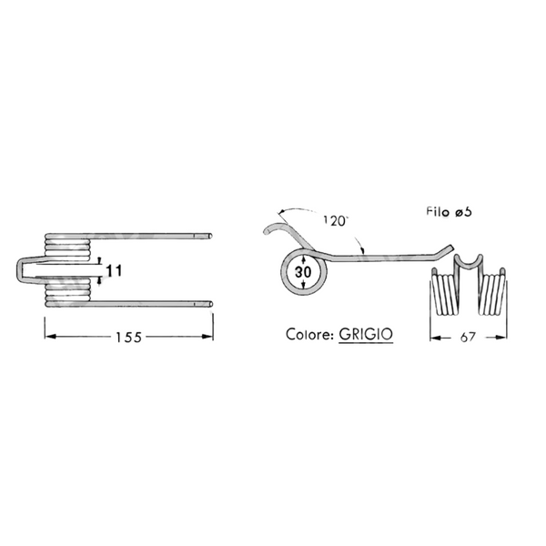 Dente/Molla per raccoglitore pressa/rotopressa GALLIGNANI - MIN. 10 PEZZI