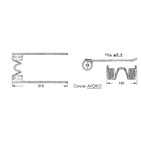 Dente/Molla per raccoglitore pressa/rotopressa SAIMM AGRIFULL - MIN. 10 PEZZI