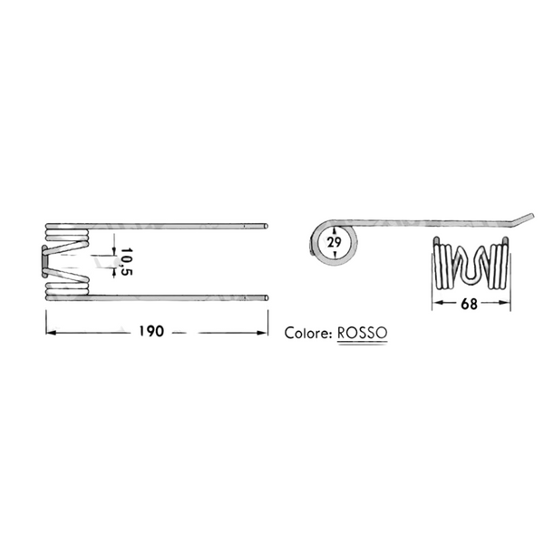 Dente/Molla per raccoglitore pressa/rotopressa WELGER - MIN. 10 PEZZI