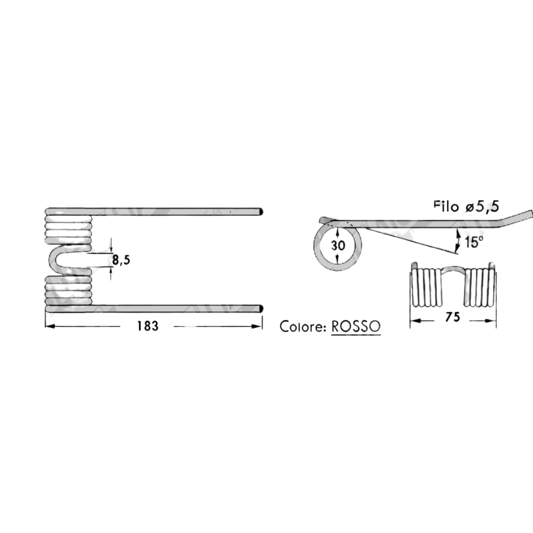 Dente/Molla per raccoglitore pressa/rotopressa MASCAR - WOLAGRI - SUPERTINO - MIN. 10 PEZZI