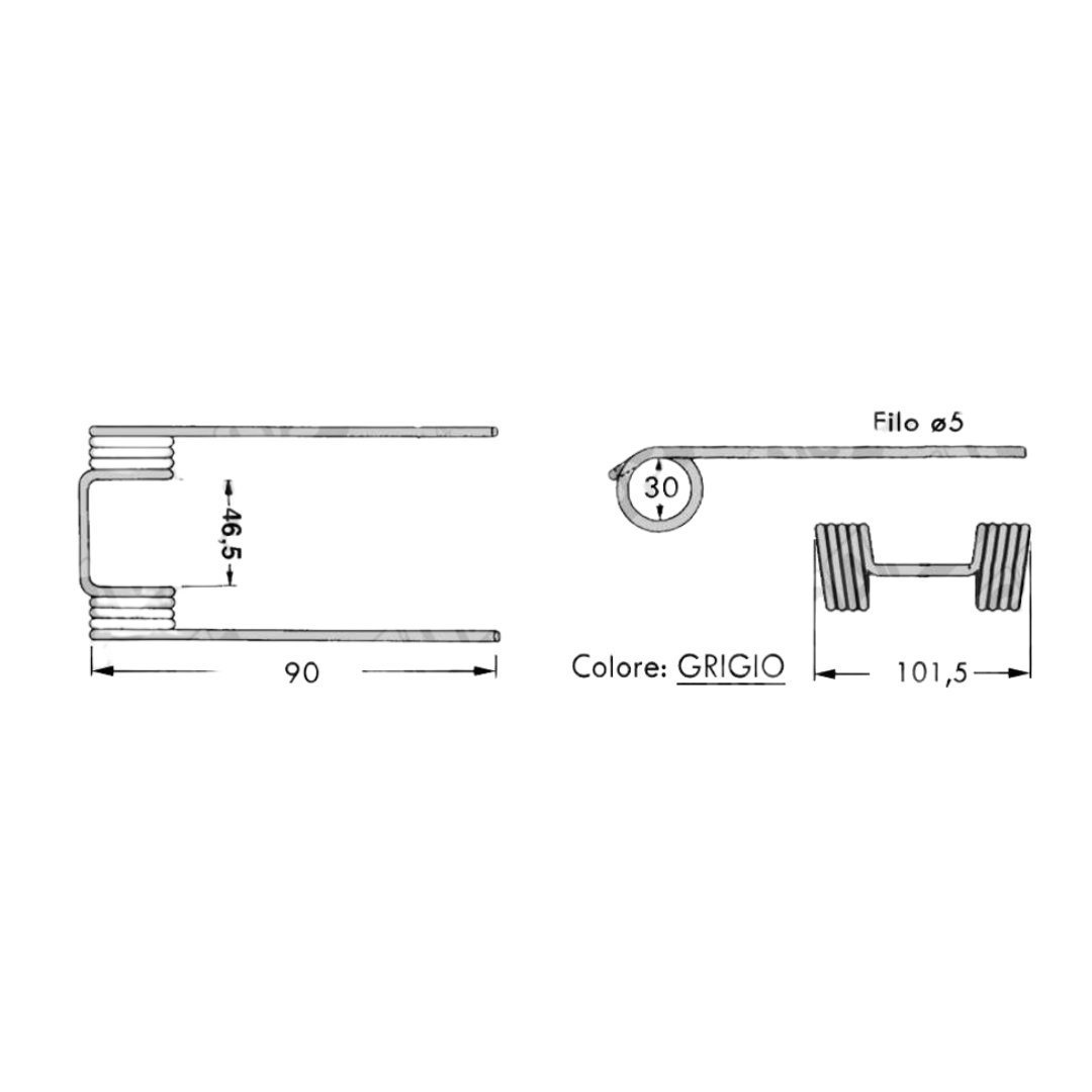 Dente/Molla per raccoglitore pressa/rotopressa GALLIGNANI - MIN. 10 PEZZI