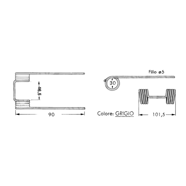 Dente/Molla per raccoglitore pressa/rotopressa GALLIGNANI - MIN. 10 PEZZI