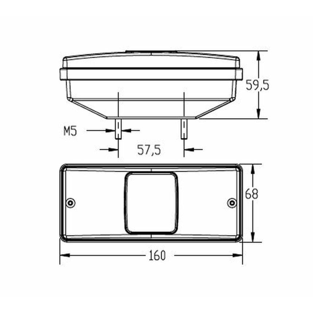 Fanale posteriore dx/sx 158x60x68mm adattabile a Fiat 5170315 - Lampadine incluse