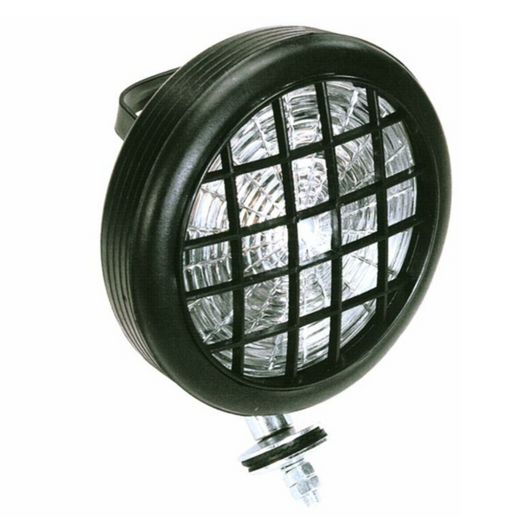 Faro da lavoro alogeno Ø 170mm da 24V 55W - con interruttore ON/OFF, maniglia e griglia di protezione. Lampadine incluse