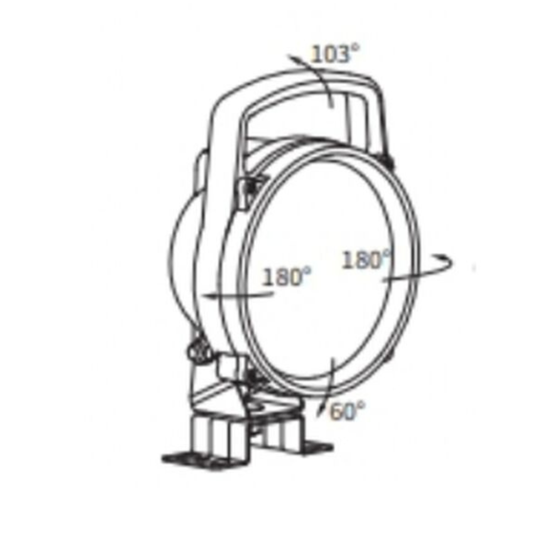 Faro da lavoro rotondo alogeno Ø 161 mm con interruttore ON/OFF e maniglia. Lampadina inclusa.