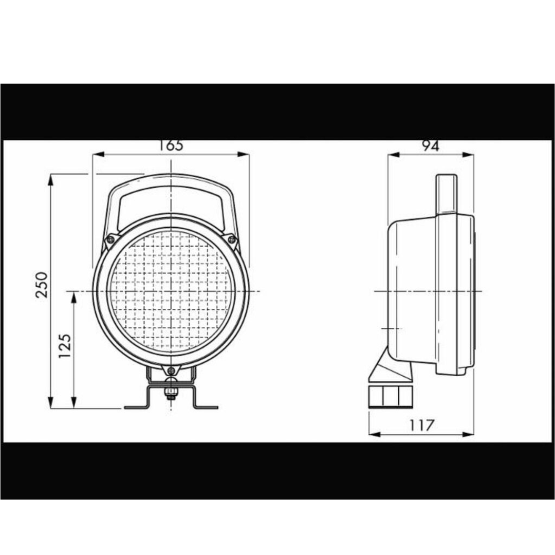 Faro da lavoro rotondo alogeno Ø 161 mm con interruttore ON/OFF e maniglia. Lampadina inclusa.