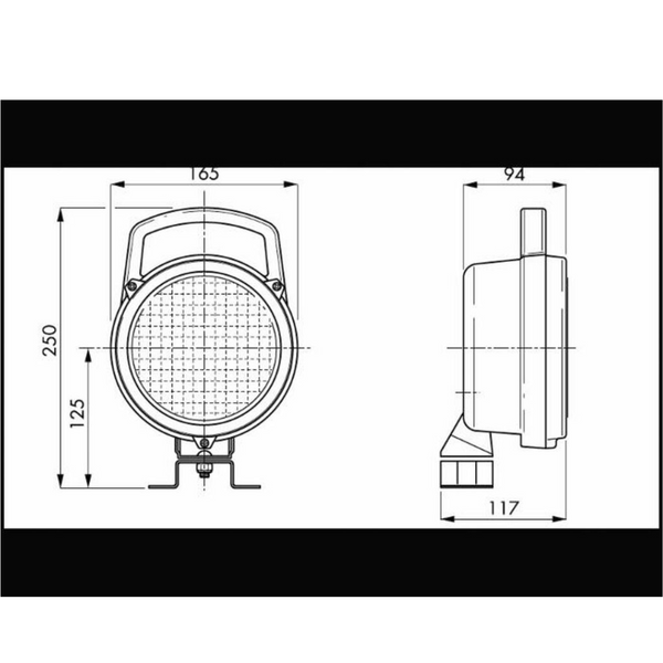 Faro da lavoro rotondo alogeno Ø 161 mm con interruttore ON/OFF e maniglia. Lampadina inclusa.