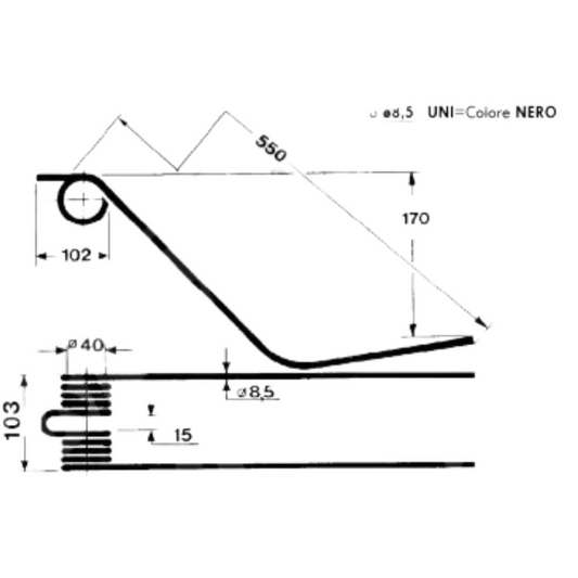 Dente/Molla per giroandanatore/ranghinatore IMA LA ROCCA (sottile: ø 8.5)