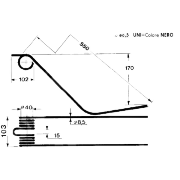 Dente/Molla per giroandanatore/ranghinatore IMA LA ROCCA (sottile: ø 8.5) - MIN. 3 PEZZI