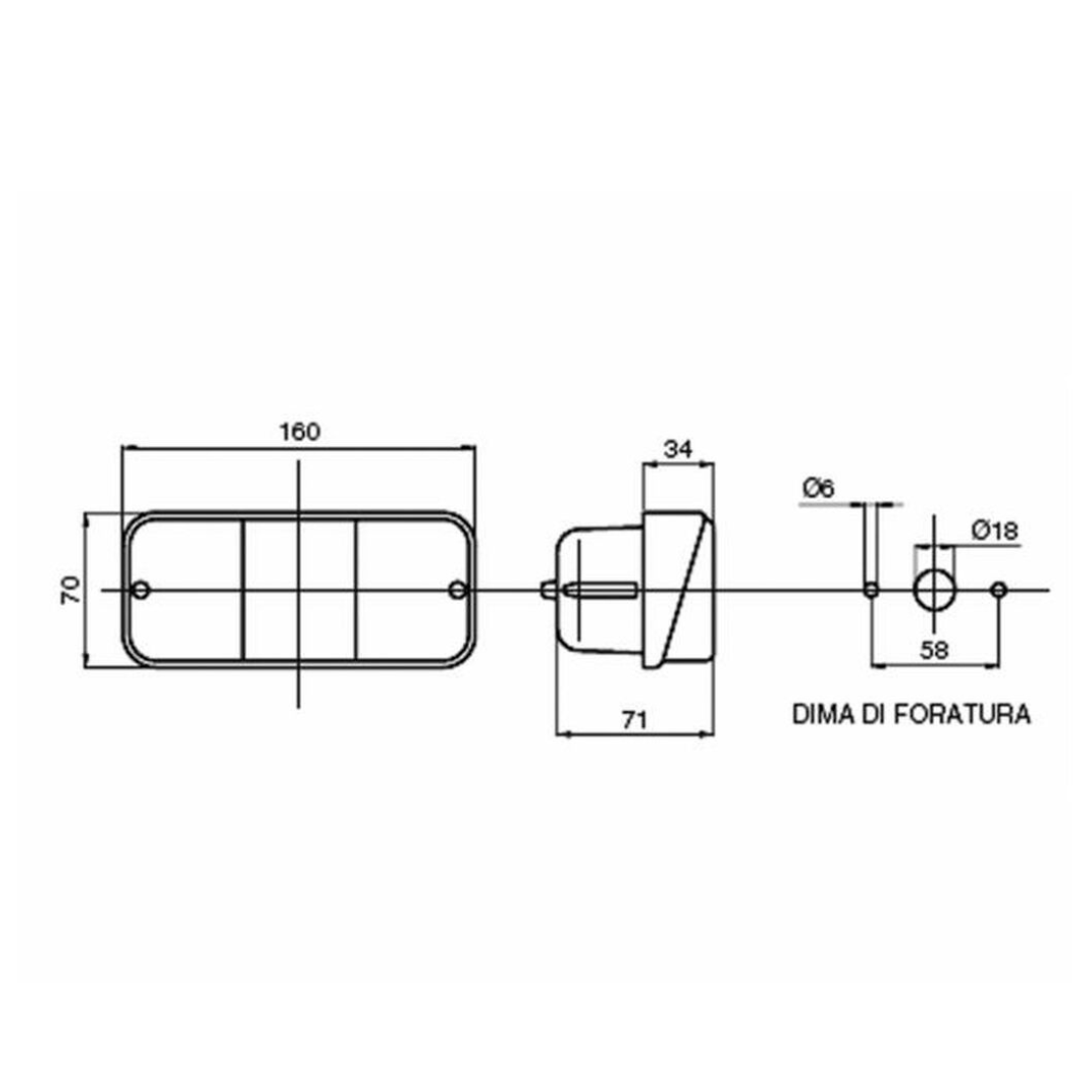 Fanale posteriore alogeno sx 162x70mm - Lampadine incluse